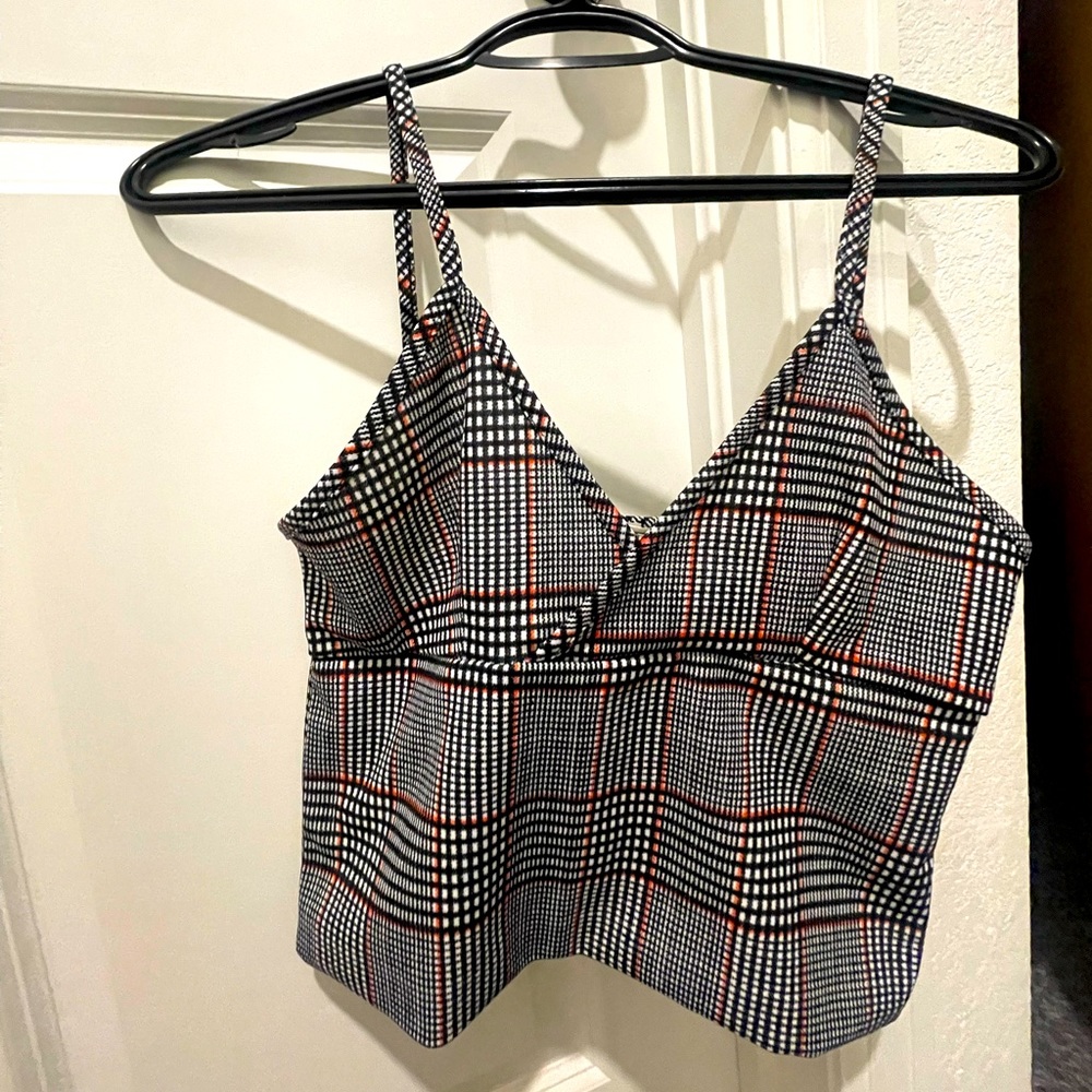 Striped plaid crop tank